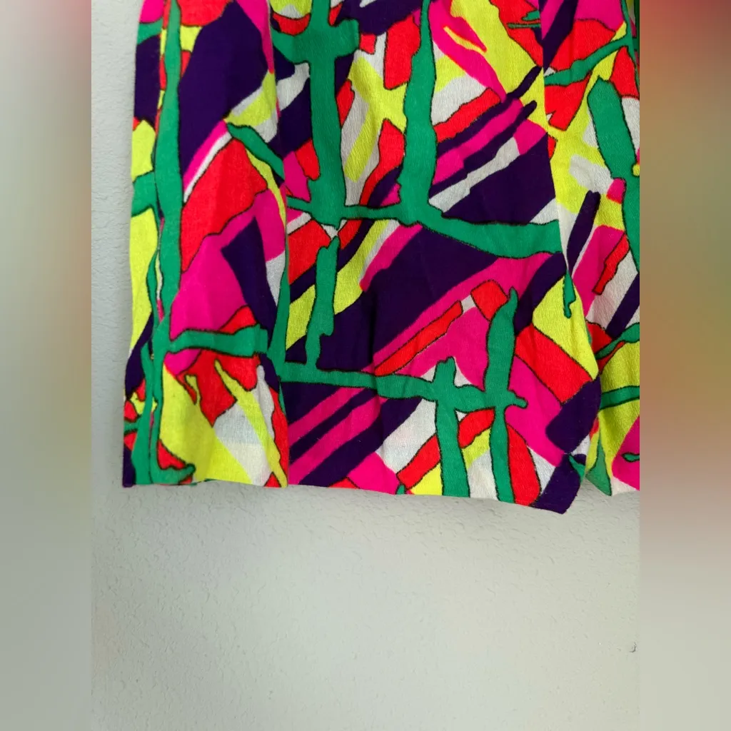 Handmade 1960 Neon Multi-Color Flower Hippie Shorts - Image 2