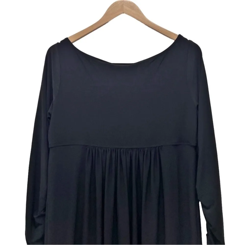 Norma Kamali Dress Size XL Scoop Neck Empire Waist Black Stretch Jersey Knit - Image 6