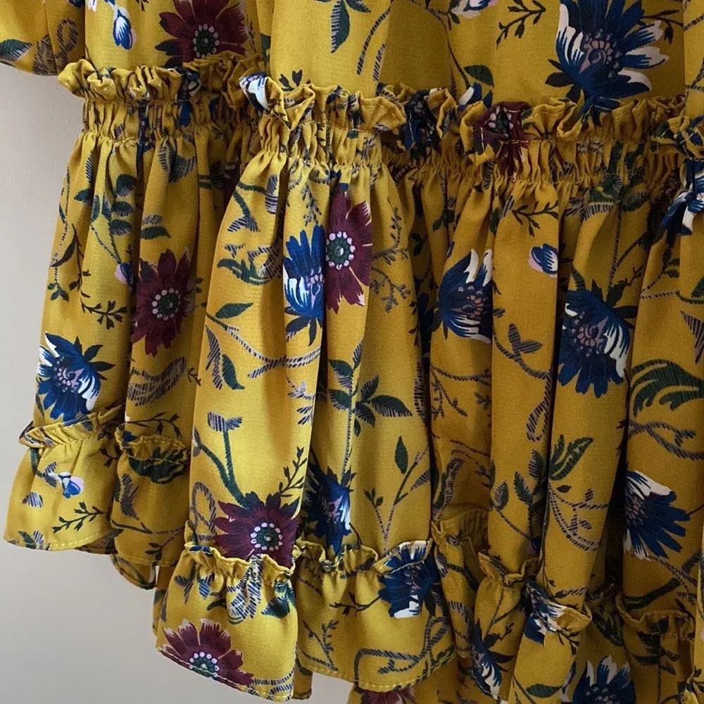 MISA Los Angeles Violet Dress Marigold Yellow Floral Smocked‎ Waist Size XS - Image 10