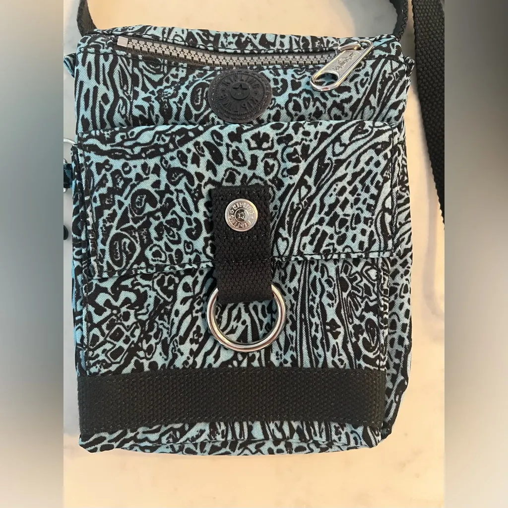 Kipling Crossbody Bag Blue Handbag Purse Animal Print Monkey Charm EUC - Image 10