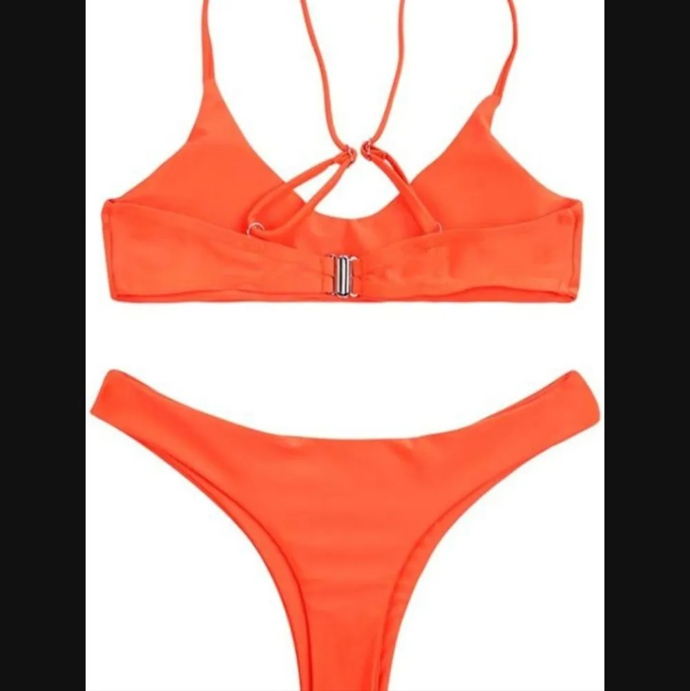 NWT SherryDC Bright Neon Push Up Brazilian Thong Bikini 2 Piece Swimsuit Orange Size M - Image 4