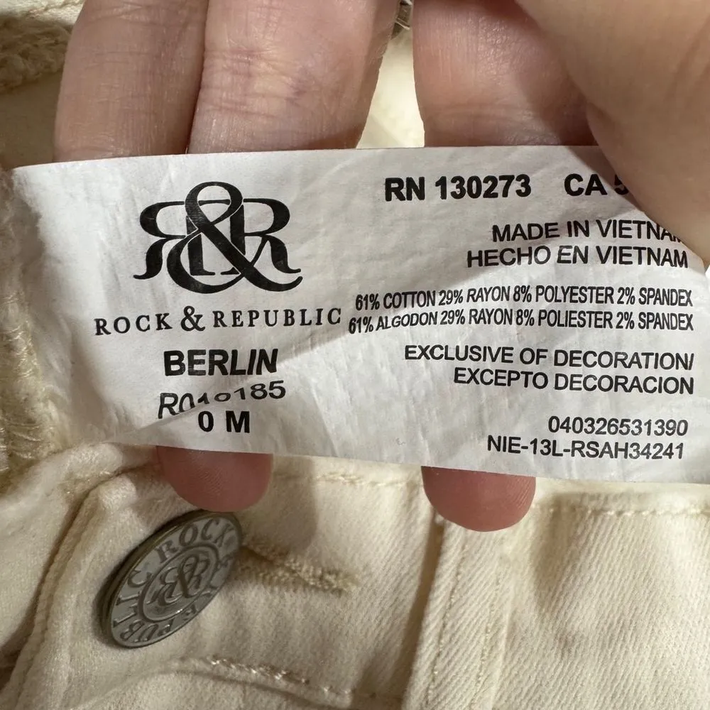 Rock Revival White Denim Jeans Size 0 - Image 6