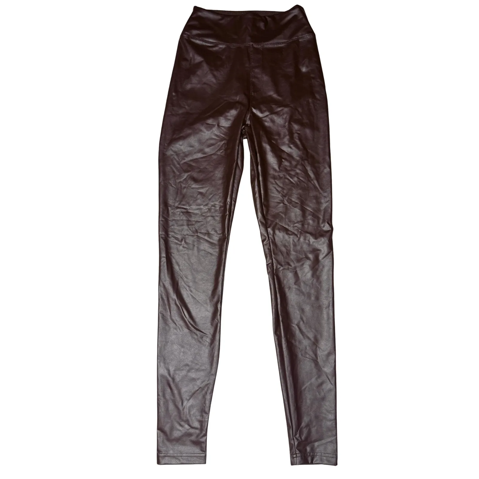 Offline By Aerie Real Luxe Faux Leather Hi Rise Leggings Size Medium Brown Chic - Image 4