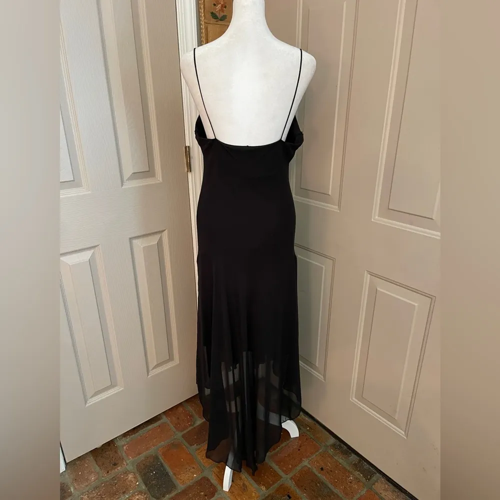 Brioche lined polyester chiffon high low spaghetti strap little black dress. 11 Size undefined - Image 6