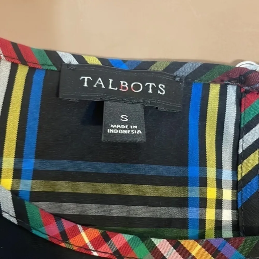 Talbots Women Plaid 3/4 Sleeve Blouse Sz small - Image 2