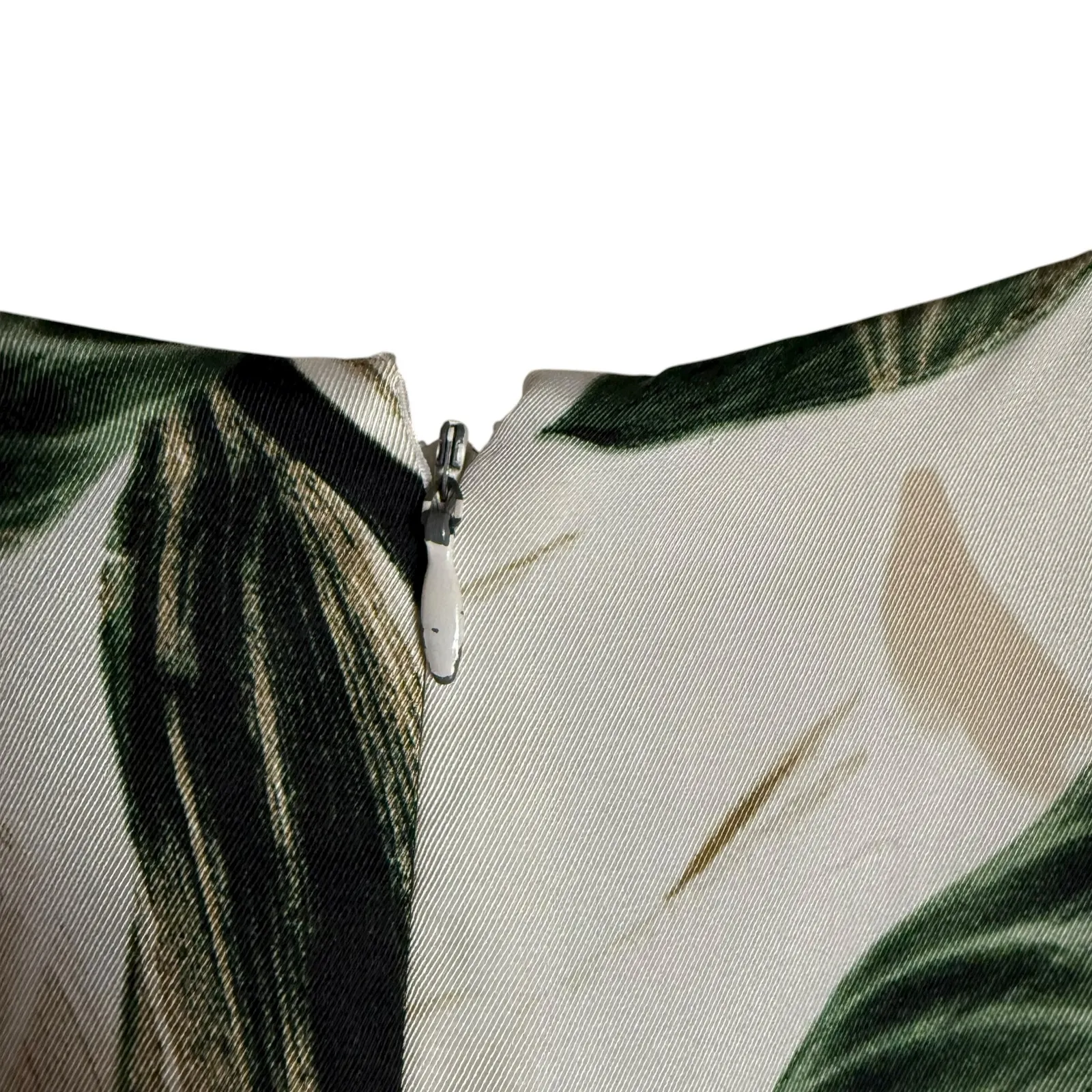 Great Jones Ivory Green Palm Leaf Short Sleeve Tropical Resort Midi Dress 4 White - Image 10