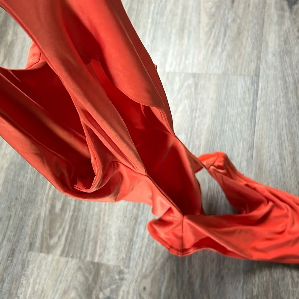 Nasty Gal Racer Cut Out Back Orange Sleeveless Double Slinky Bodysuit Size 4 - Image 8