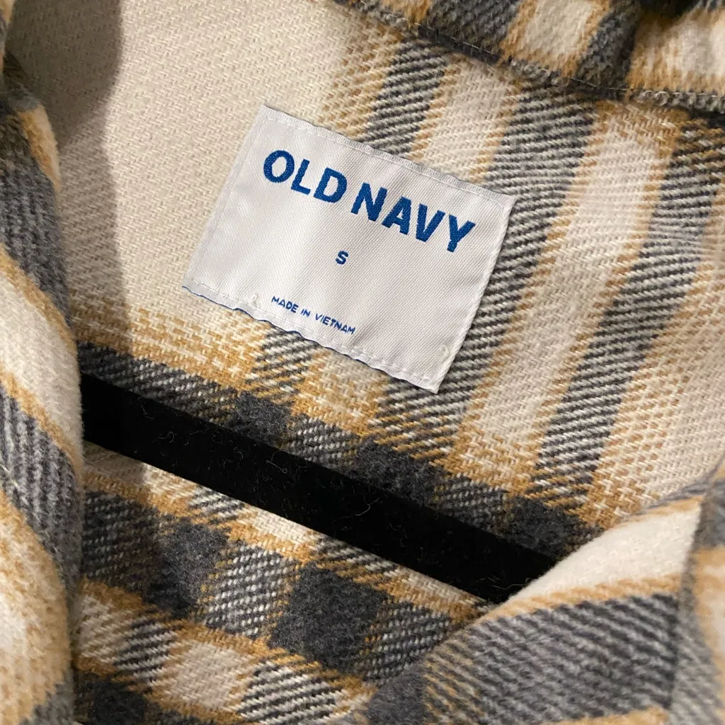 Old Navy Size S Oversized Plaid Flannel Shirt Jacket Soft Brushed Button Shacket - Image 9