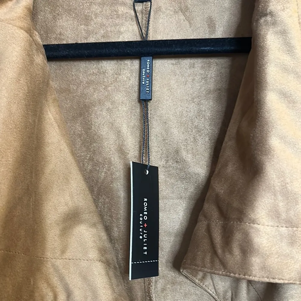 Romeo & Juliet Couture Tobacco Brown Waterfall Faux Suede Jacket - Image 7