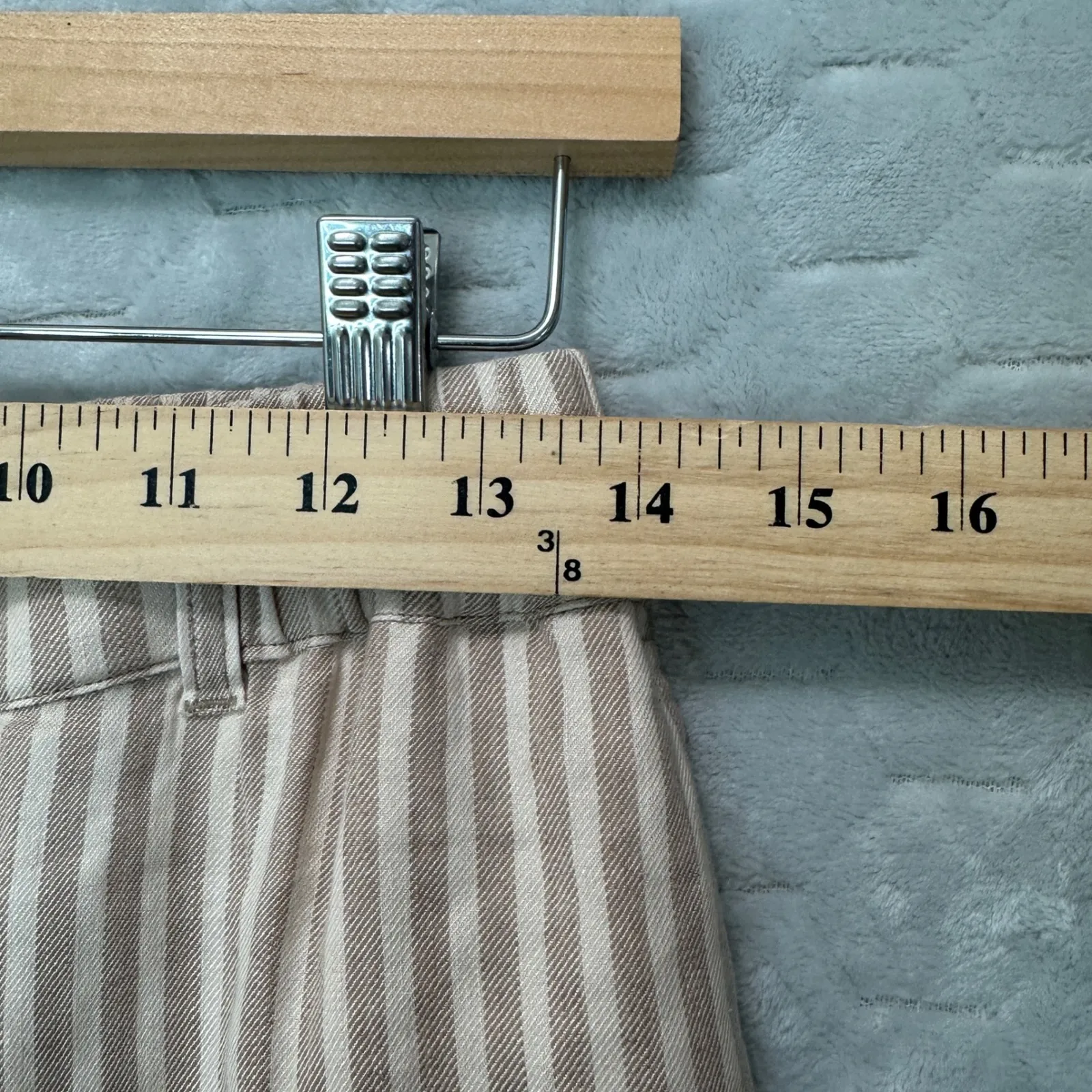 NIC+ZOE Beige Striped Linen Blend Pants Size 8 Pull-On Trousers Lightweight - Image 6