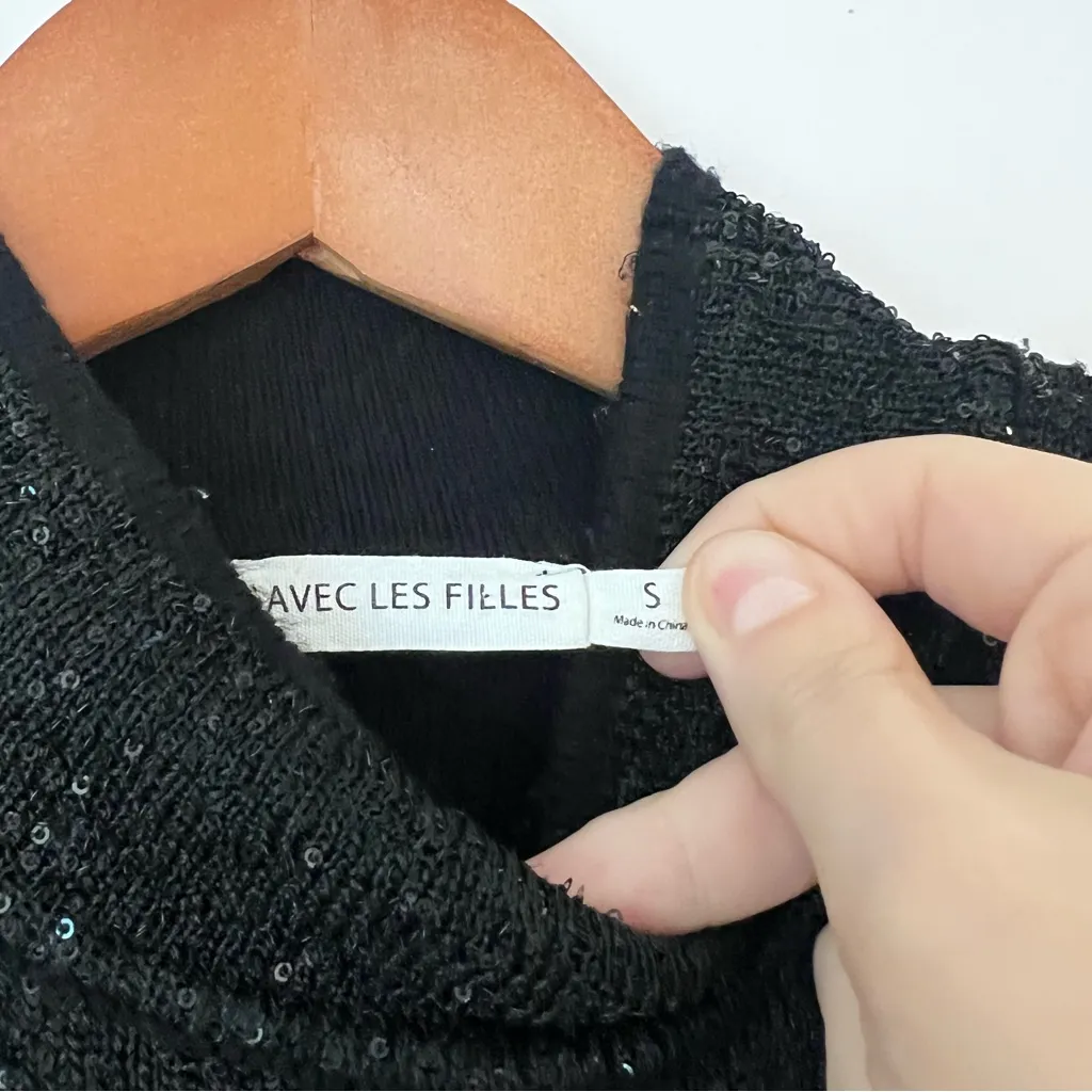 Avec Les Filles  Sequin Knit Mock Neck Minidress - Image 8