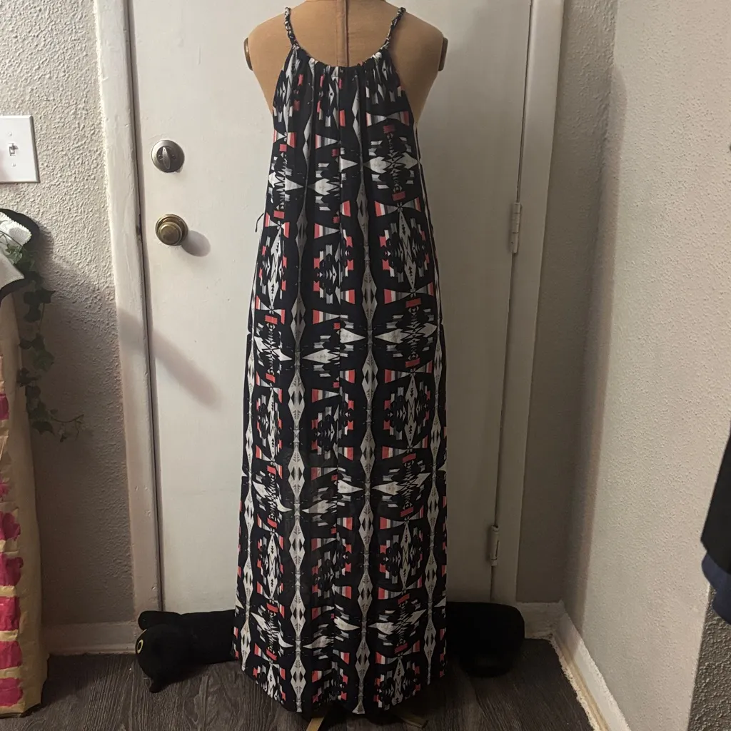 Skies Are Blue Southwest Maxi Tank Dress S Braided Spaghetti Straps Boho Western - Image 2