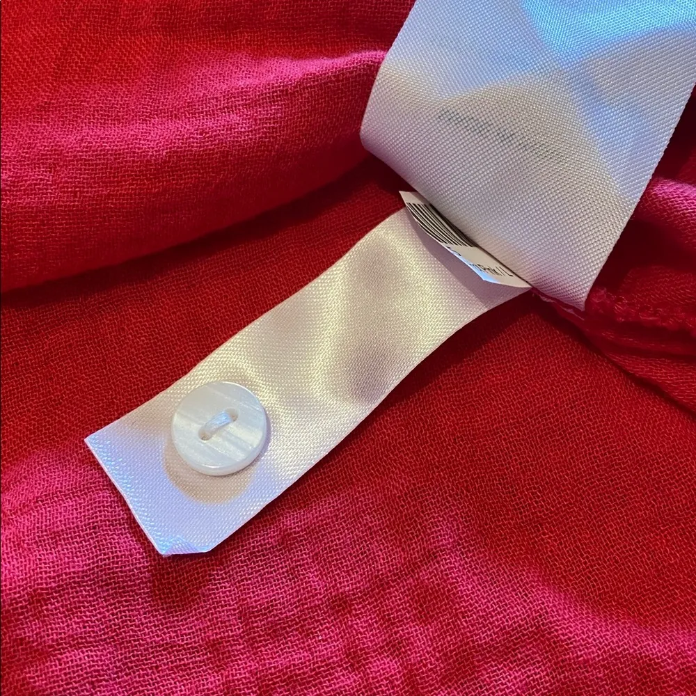 Quince Organic Cotton Gauzy Roll S/S Blade Collar Oversized Top Hot Pink LARGE - Image 7