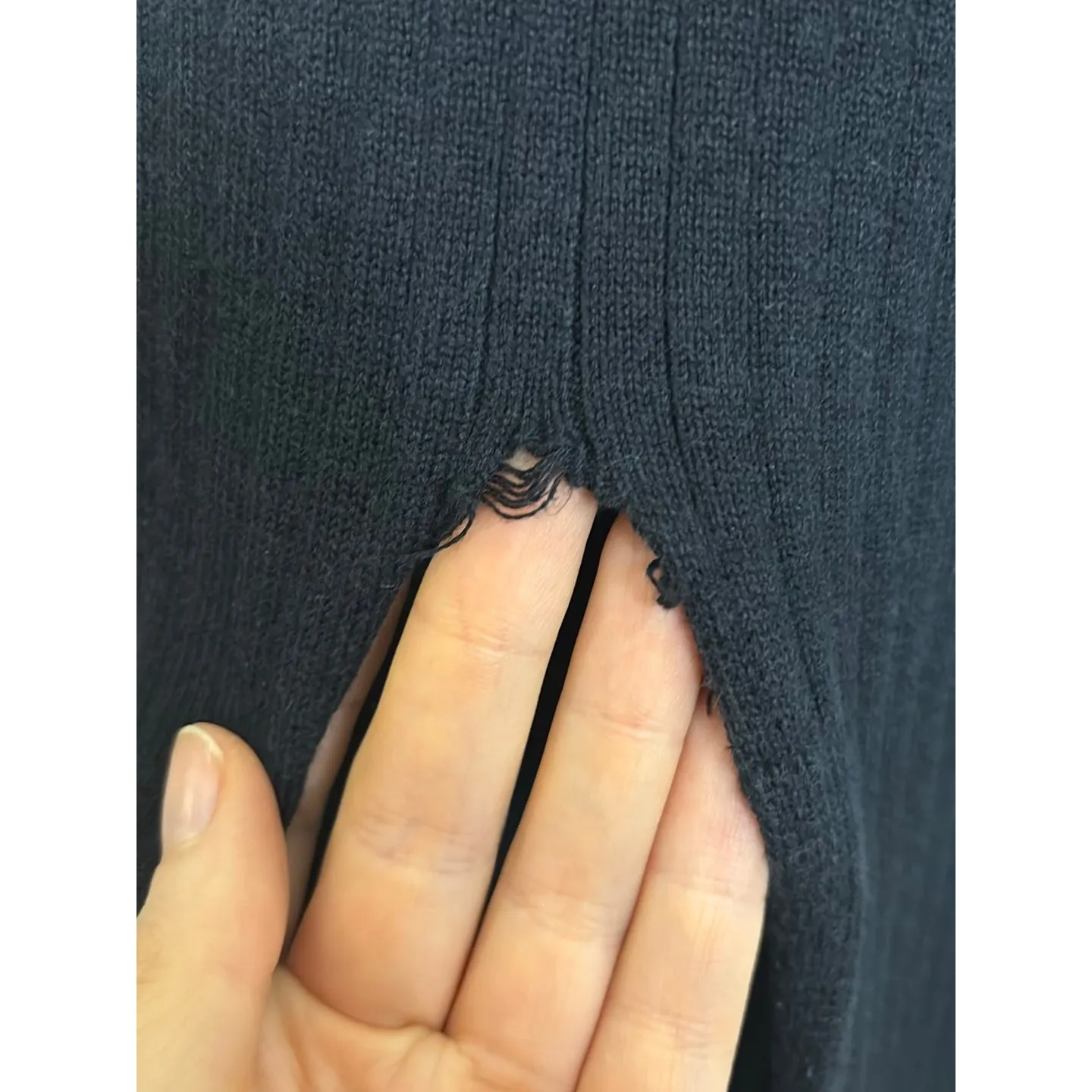 Free People Skirt Womens XS Black Skyline Ribbed Knit Front Slit Midi Bodycon - Image 3