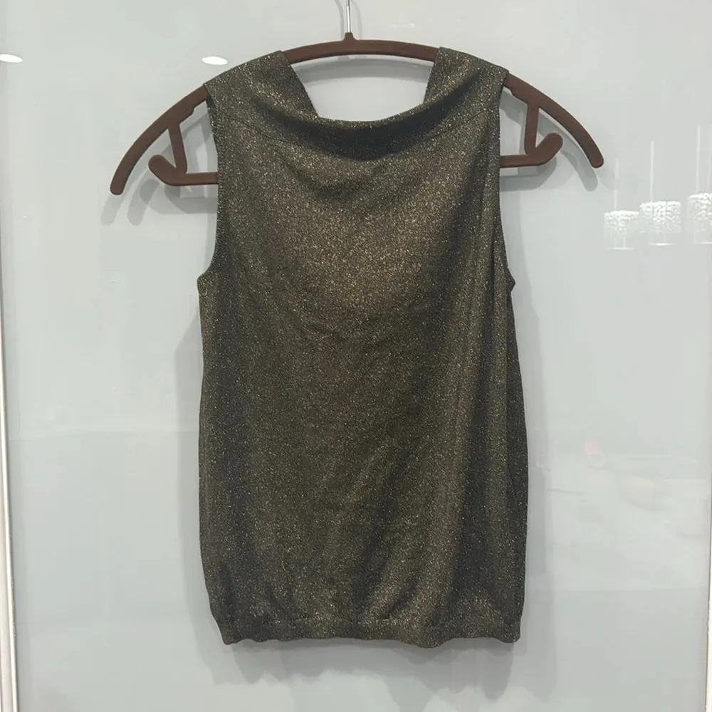 Moschino Cheap and Cute Gold Metallic Sleeveless Crop V - Image 5