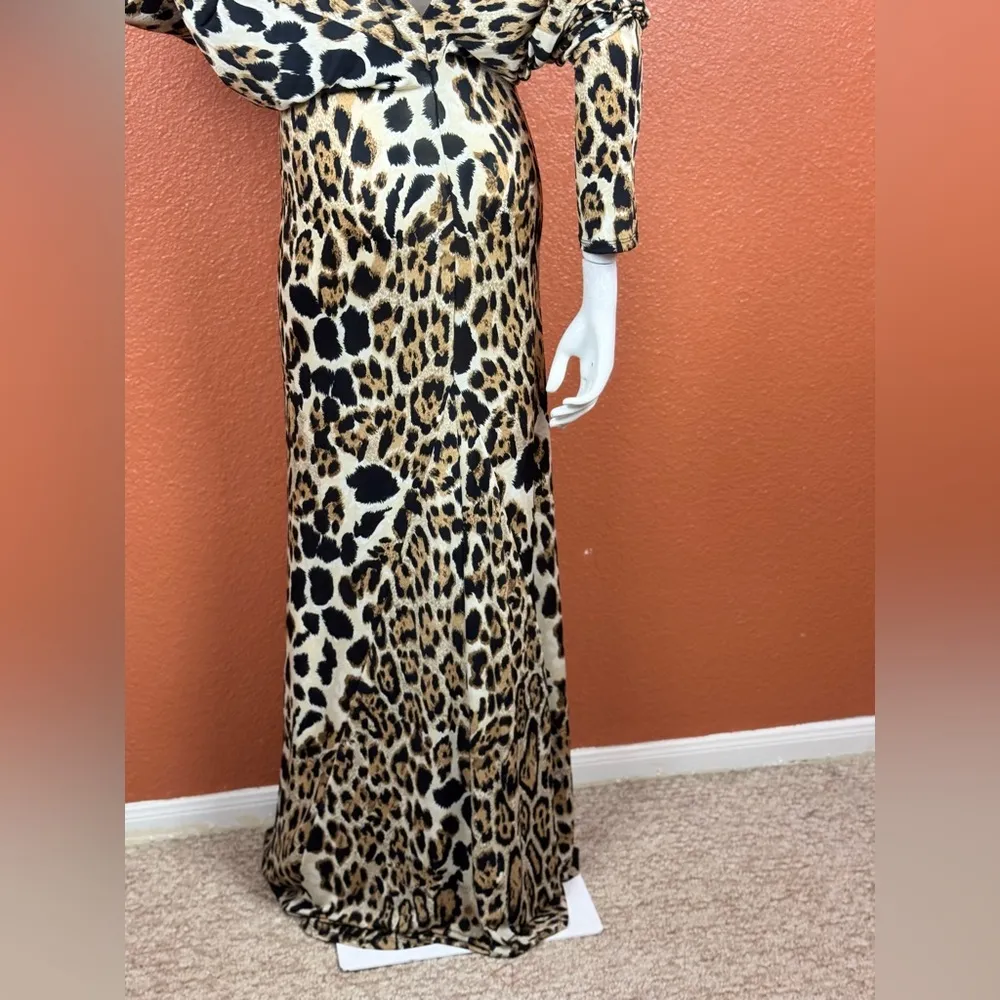 Va Va Voom leopard animal print LONG maxi dress Size Medium Large. E92 Black - Image 11
