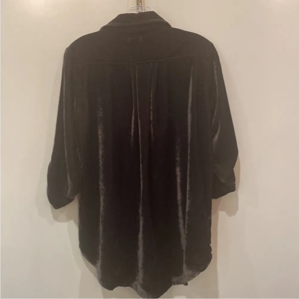 Western Style Kyla Seo Velvet Top with Floral Embroidery Brown Medium - Image 5