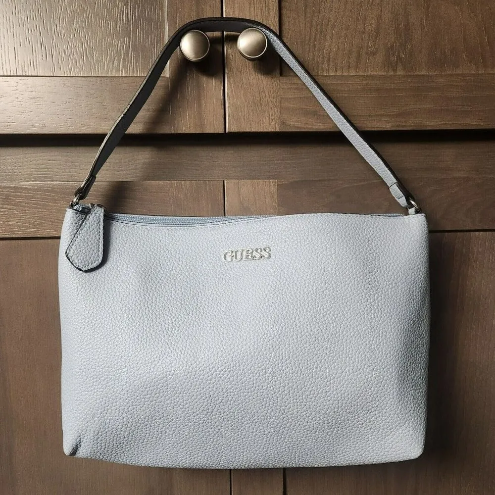 Guess Women's Faux Pebbled Texture Leather Baby Sky Blue Shoulder Purse Spring - Image 4