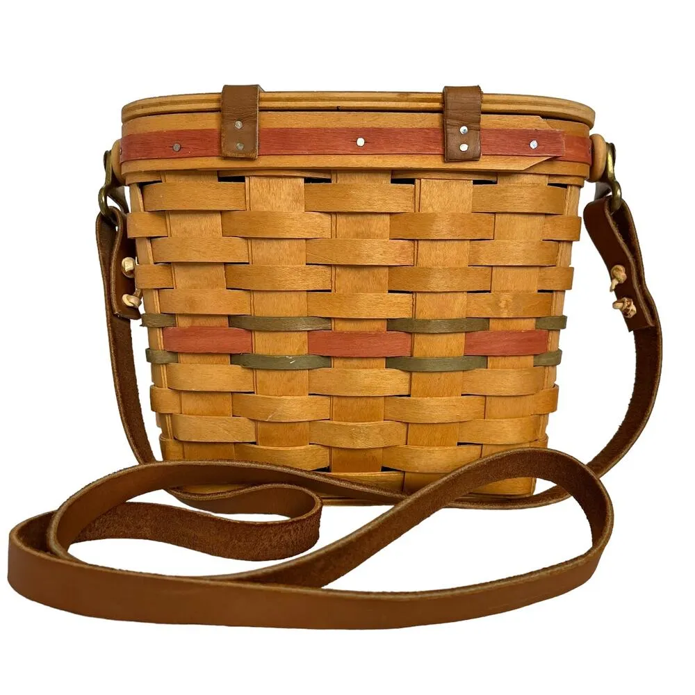 Vintage  Handmade Wooden Basket Purse Shoulder Bag Crossbody - Image 3