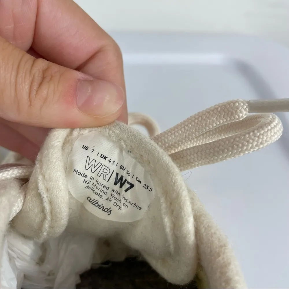 Allbirds Womens Wool Runners Running Shoes Sz 7 Cream Off White - Image 5