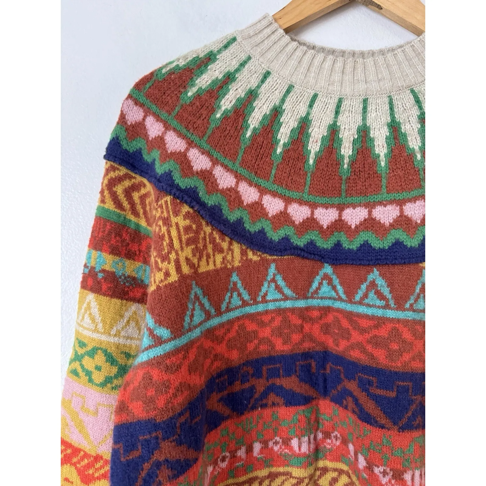 Aldo Martins Nazaire Multicolored Fair Isle Alpaca Blend Sweater Size XS Brown - Image 5