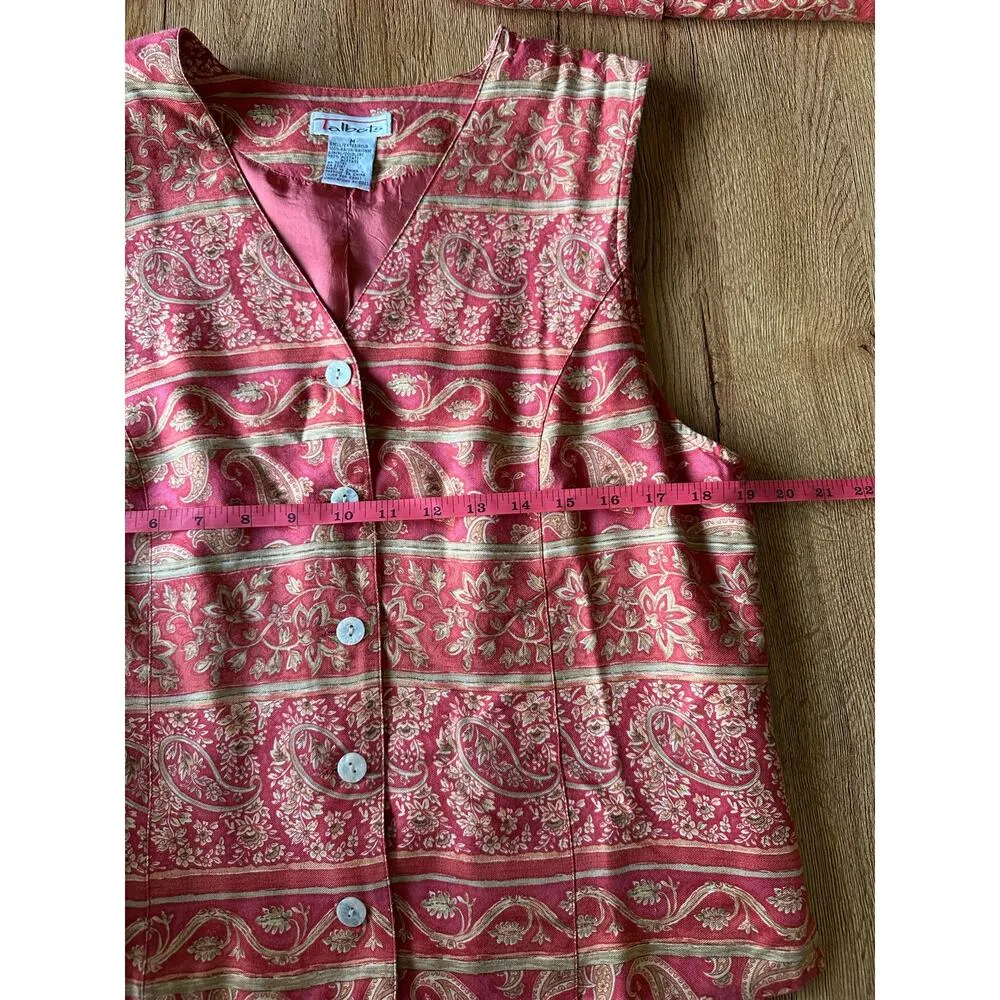 Talbots Vtg Paisley Patterned Two Piece Vest & Skirt Set - Image 5