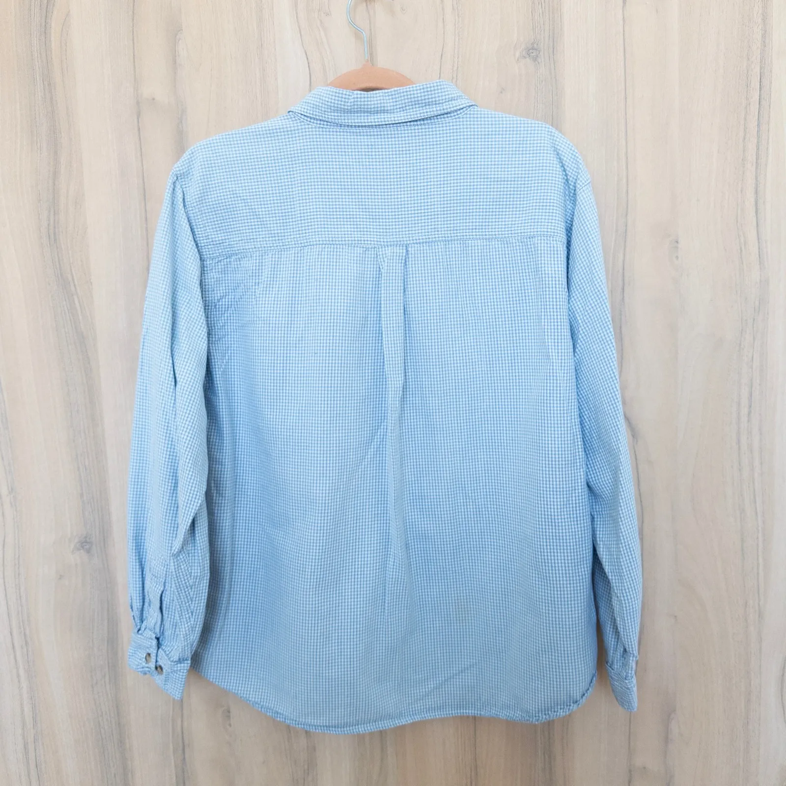 VTG Cabin Creek Womens Embroidered Shirt XL Blue Gingham Bird Cottage Americana - Image 6