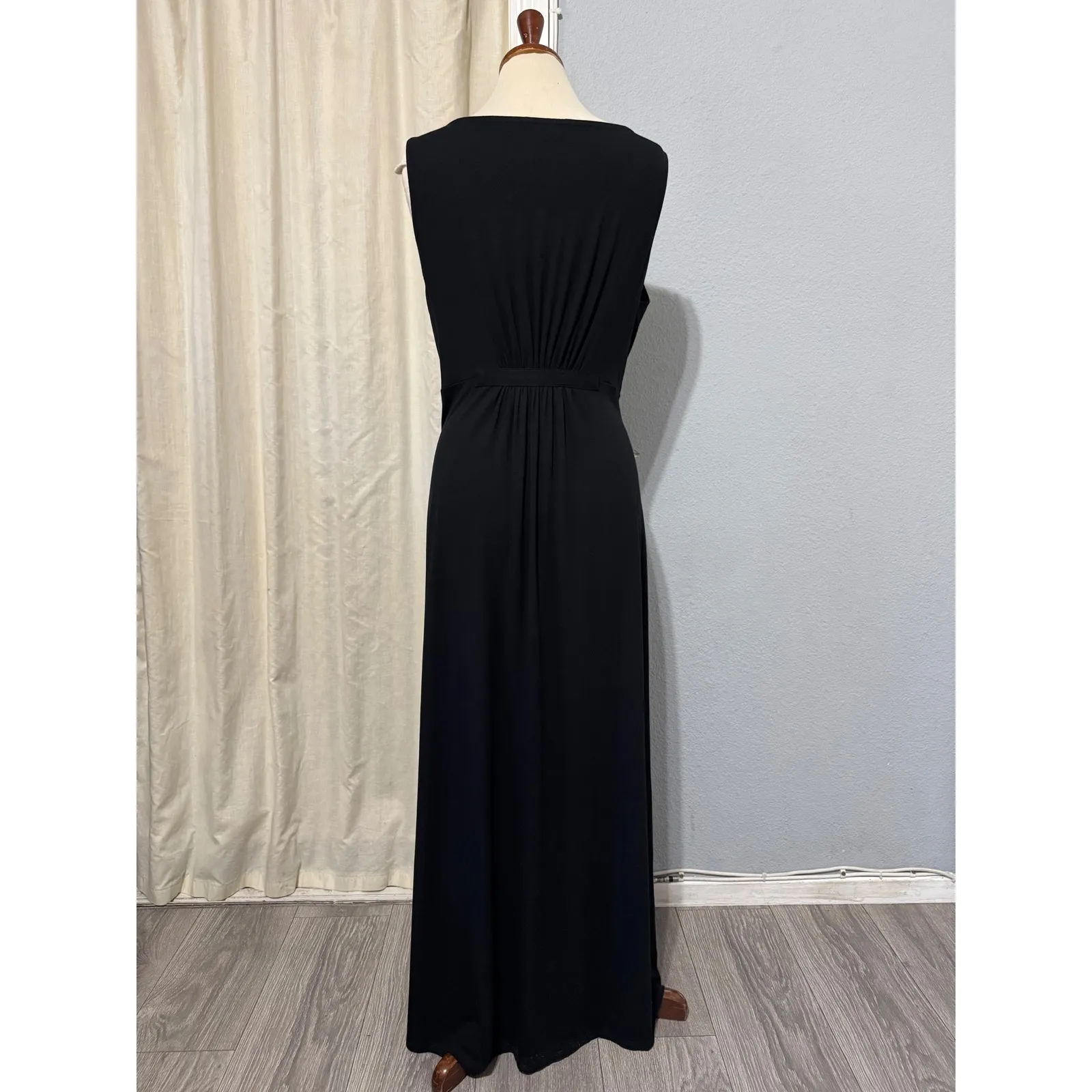 Boden Women Black V Neck Sleeveless Maxi Dress Flowy Empire Waist Ruched Sz 14R - Image 7