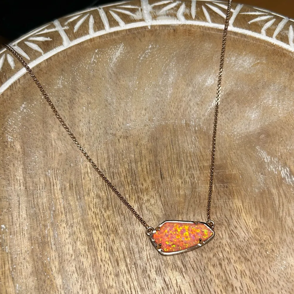 Cami Necklace in Rose Gold & Coral Kyocera Opal - Image 3