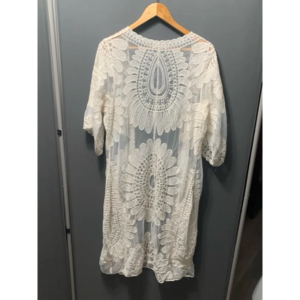 Revellion Again - Lace crochet kimono cover up crochet M - Image 6