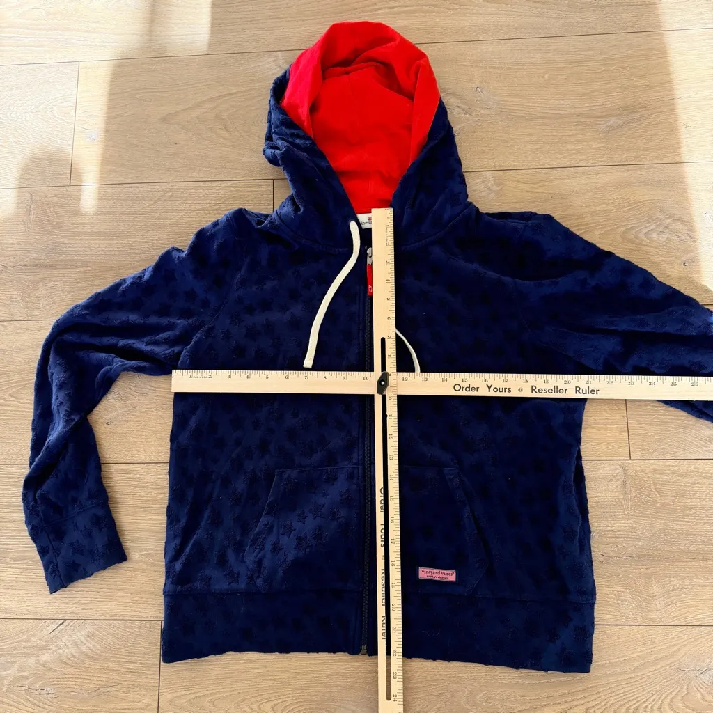 Vineyard Vines Navy Blue Red Star Hoodie Full Zip Jacket Sweatshirt Size Large - Image 11