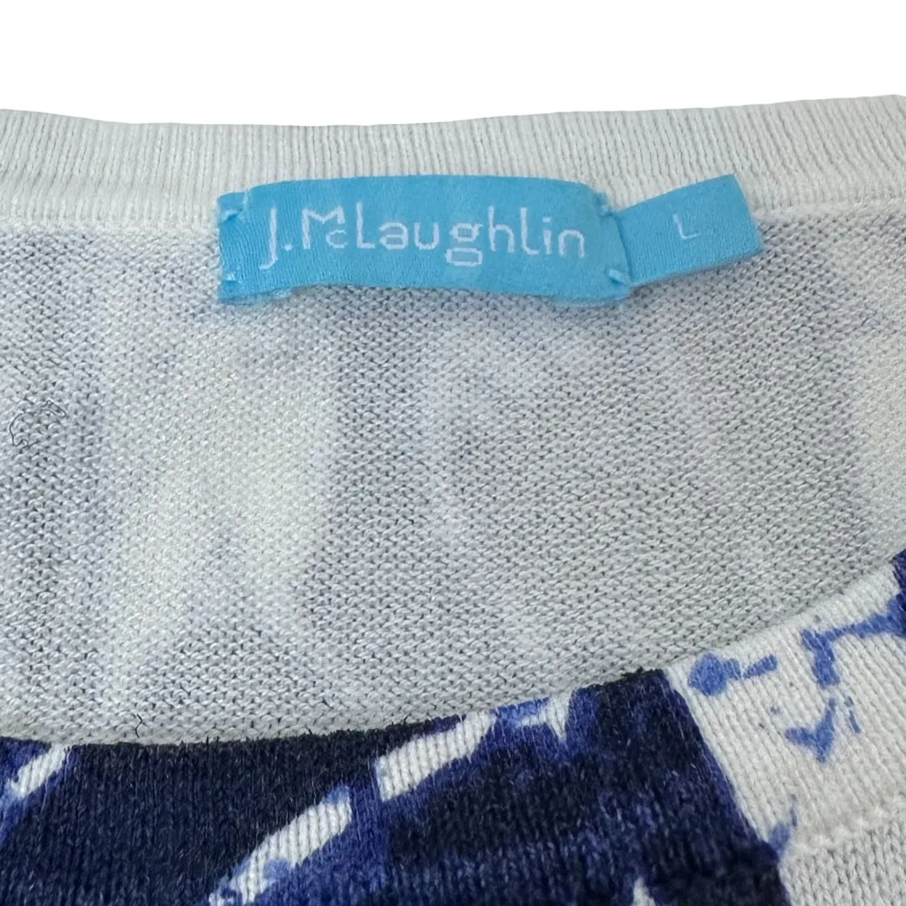 J. McLaughlin Soft Cotton Blend Blue/White "Royal Palm" Lenny Sweater - Image 5
