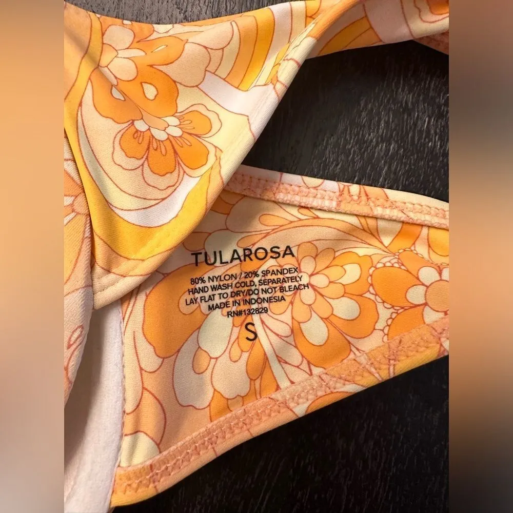 Tularosa Nori Top in Orange Retro Paisley Bikini Top Sz S - Image 6