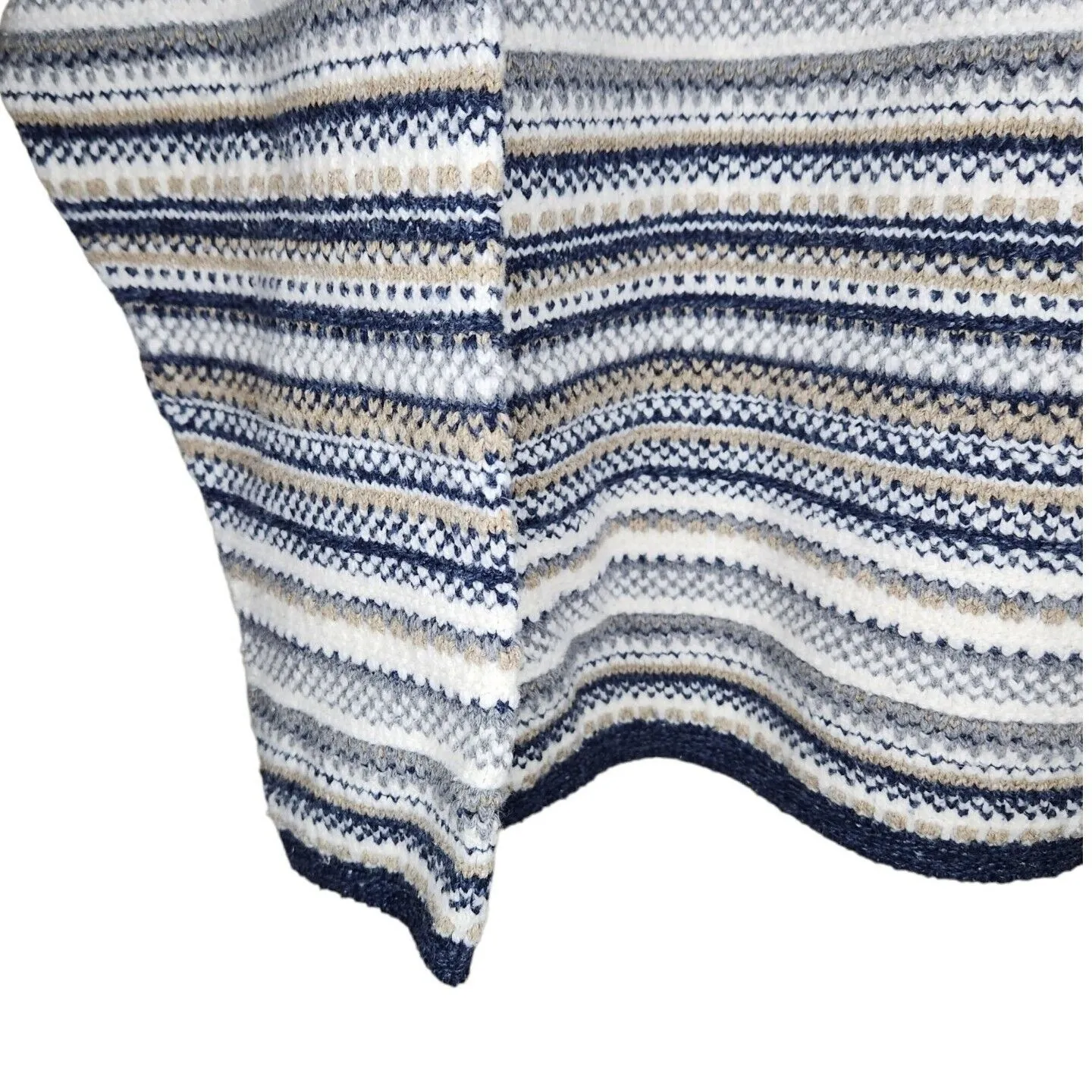 Vintage 90’s Croft & Barrow Knit Crewneck Sweater Sweatshirt Striped Pattern Tan Size L - Image 5