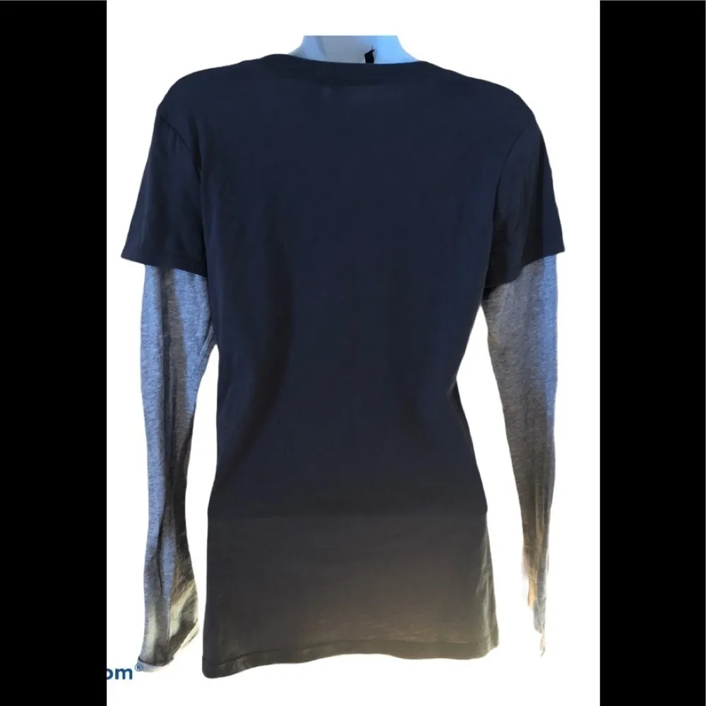 VTG FOX LS Graphic Logo Tee Gray/Gold Scoop Neck M Casual Layered Look Gray Size M - Image 4