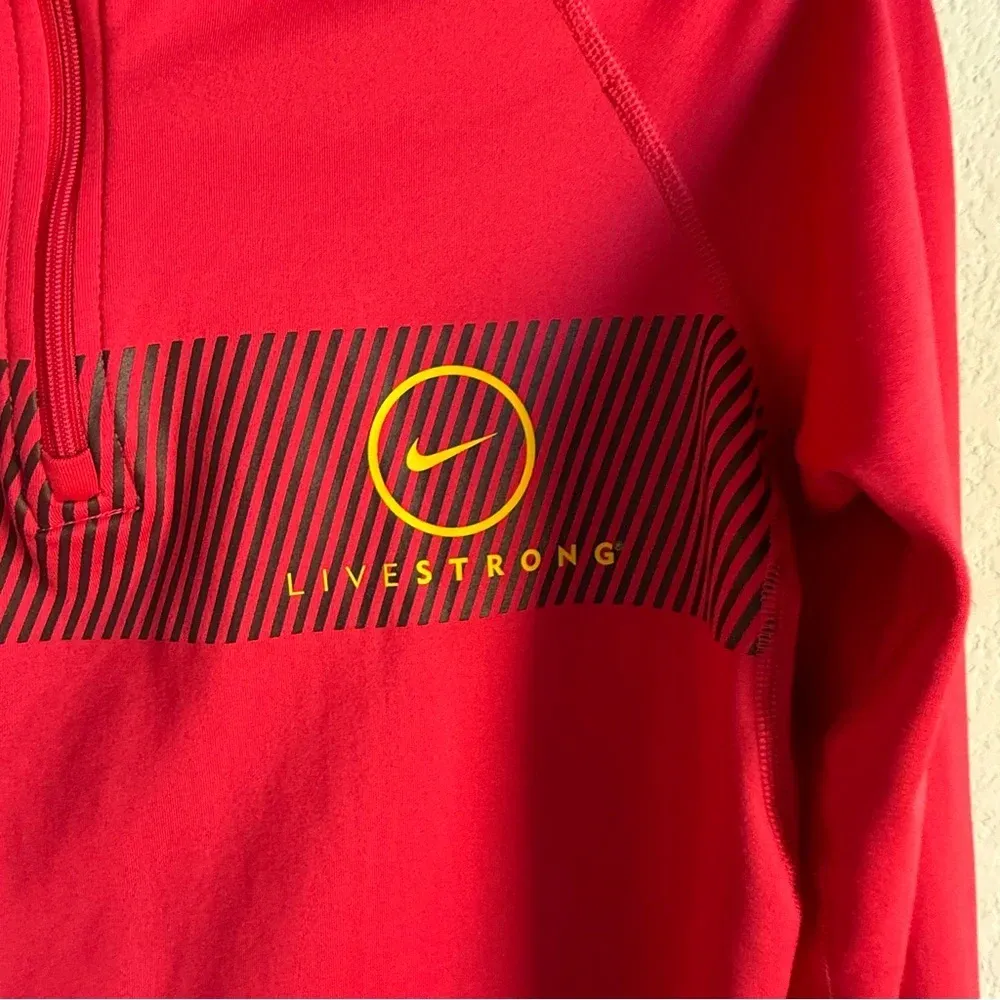 Nike Livestrong DriFit Pro Combat Women’s M Red Orange Pullover Sweater‎ 1/4 Zip - Image 8