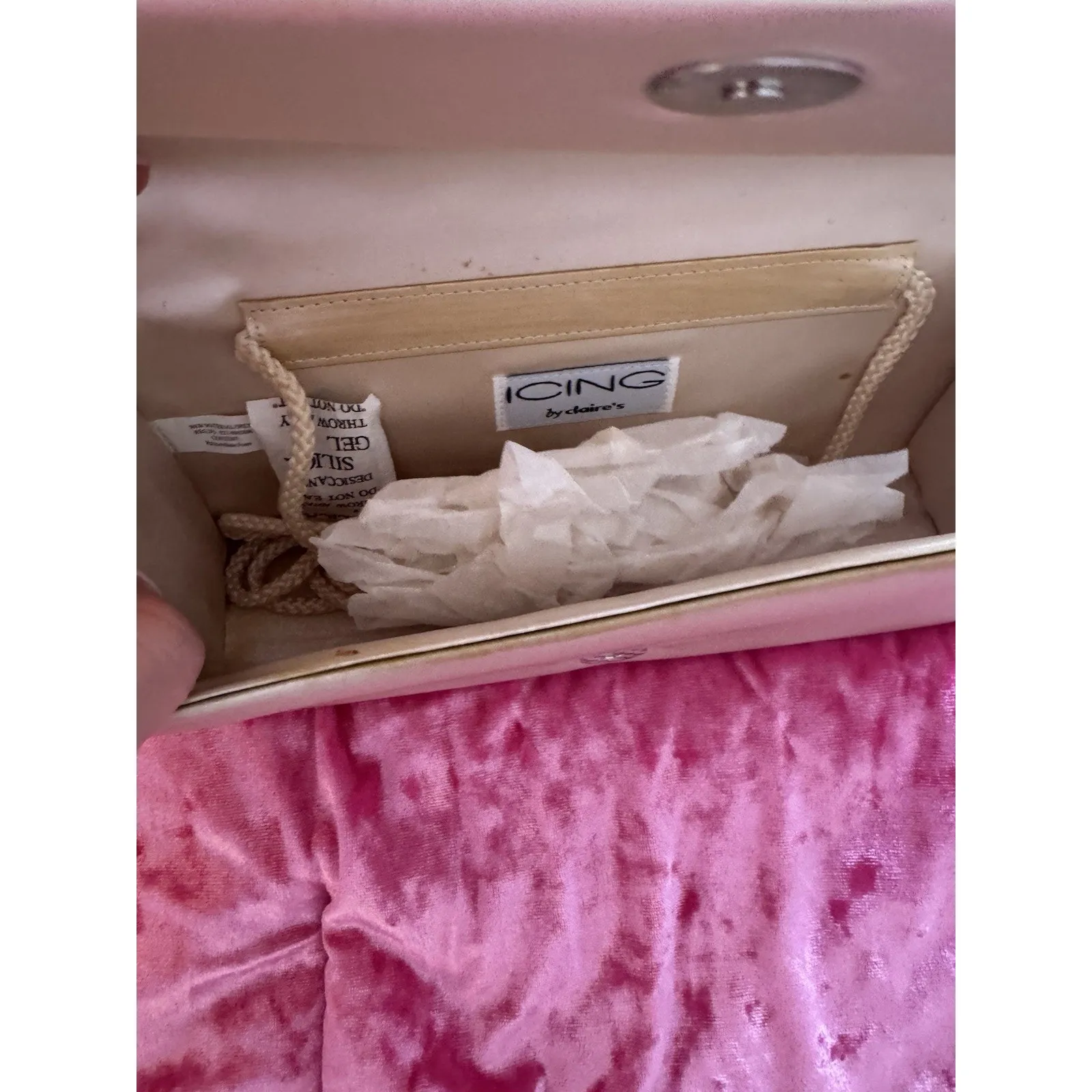 NWT Icing Clutch Bag Tan Beige Brown Velvet Satin Formal HoCo Wedding Formal - Image 5