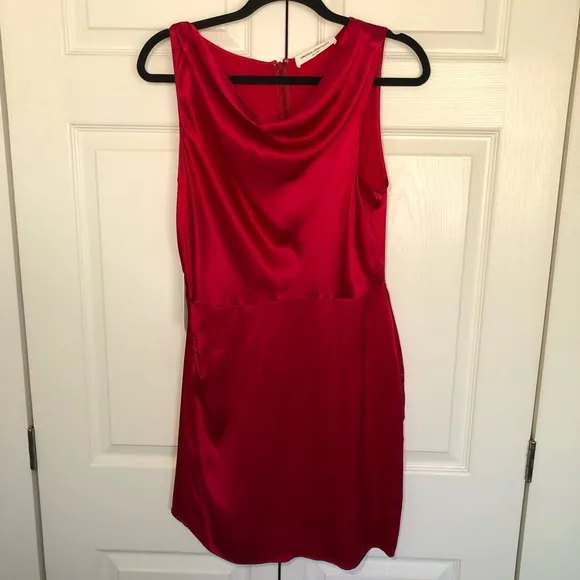 NWT Amanda Uprichard 100% Silk Cowl Neck Mini Dress Size M - Image 2