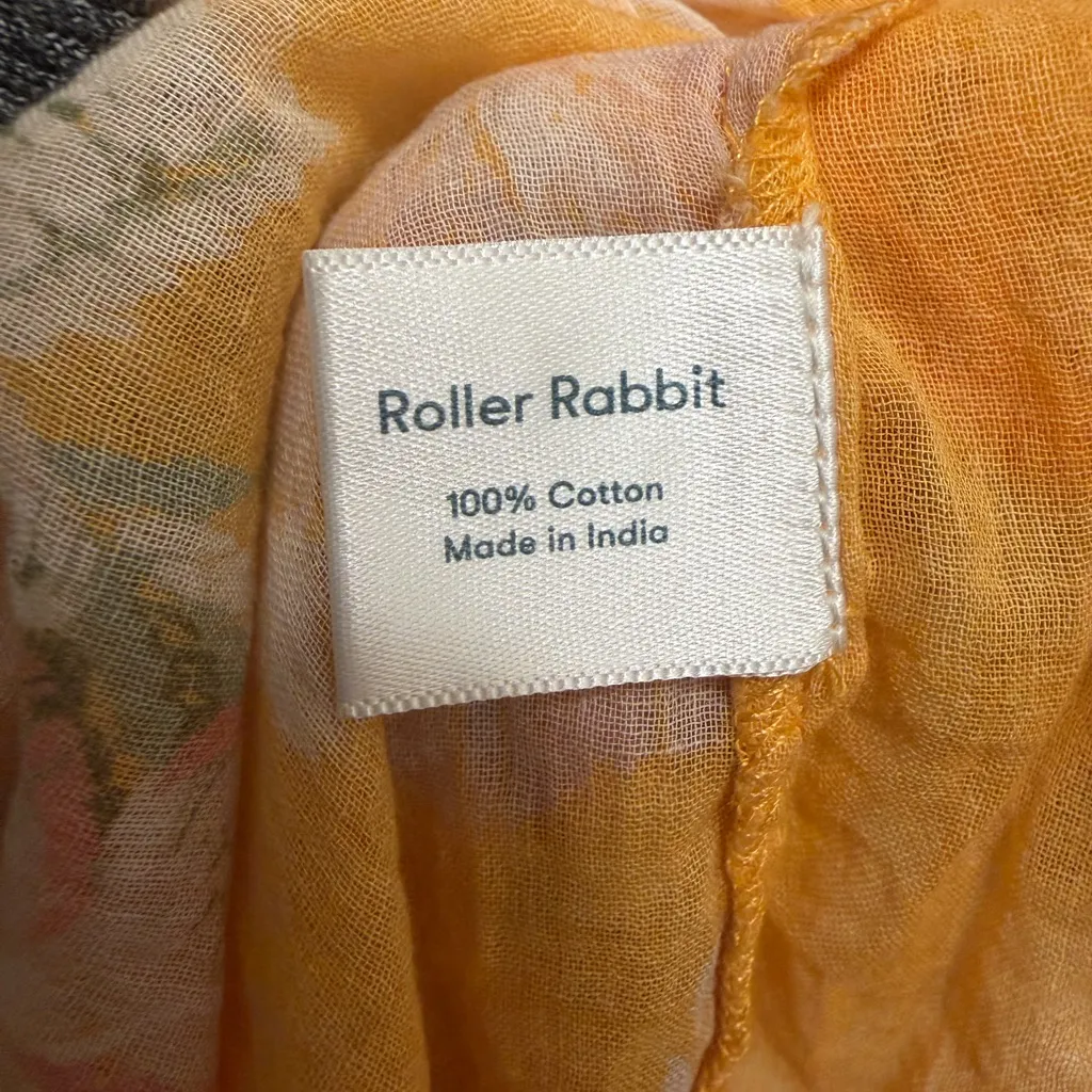 Roller Rabbit Yellow Semara Serafina Cotton 3/4 Sleeve Tunic Top Size XS - Image 4