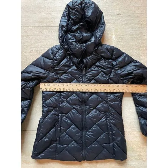London fog Black Quilted Puffer hooded Jacket‎ Winter Coat Warm Outerwear S - Image 2
