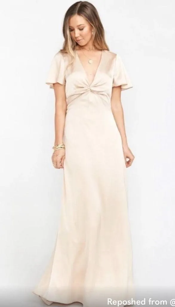 SHOW ME YOUR MUMU Rome Twist Gown Champagne Luxe Satin - Image 3
