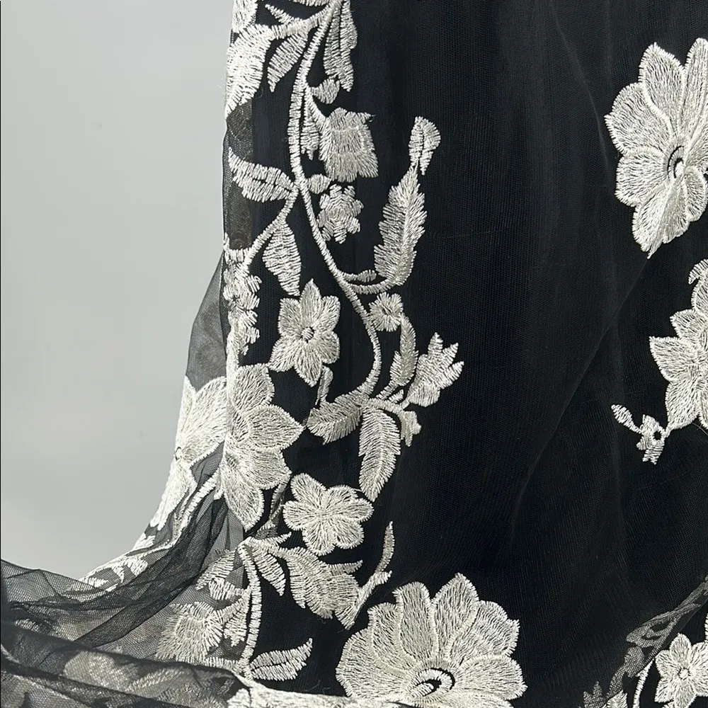 Sandra Darren Black White Dress embroidered floral mesh sleeveless cocktail 14 - Image 14