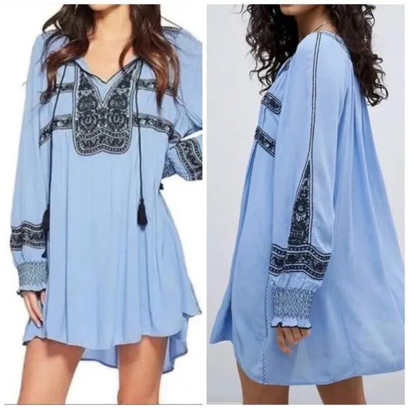 Free People Wind Willow Mini Long Sleeve Dress - Image 2