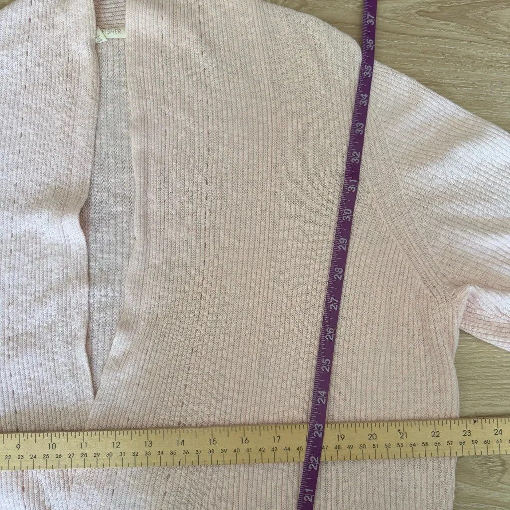 Eileen Fisher XL Linen Blend Open Drape Cardigan Short Sleeve Beach Coastal - Image 8