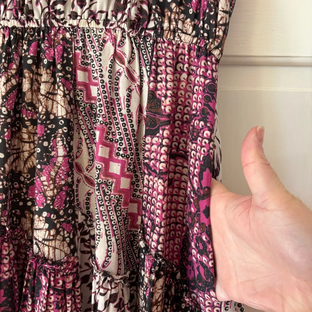 Ulla Johnson Asis Dress Midi‎ Patchwork Size 8 in Fuchsia - Image 8