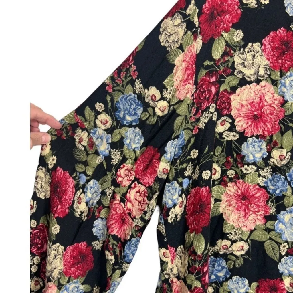 Seven 7 Womens Floral Long Sleeve Ruffle Neck Tie Popover Blouse Top Size 2X - Image 7