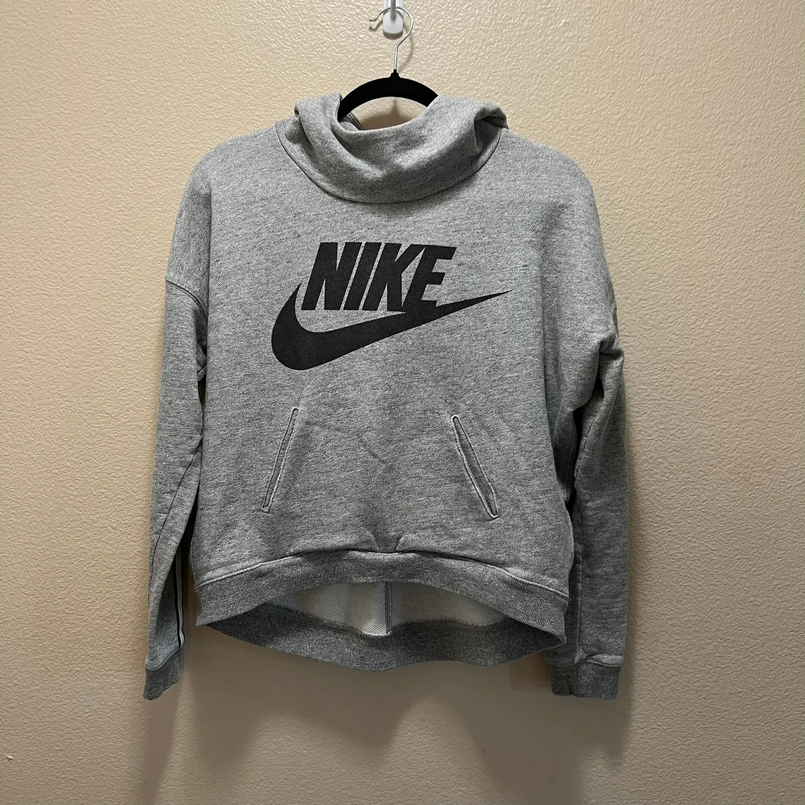 Nike Sweatshirt Hoodie Jacket Gray Fleece Cotton Pullover Sportswear Sz XS - Image 2