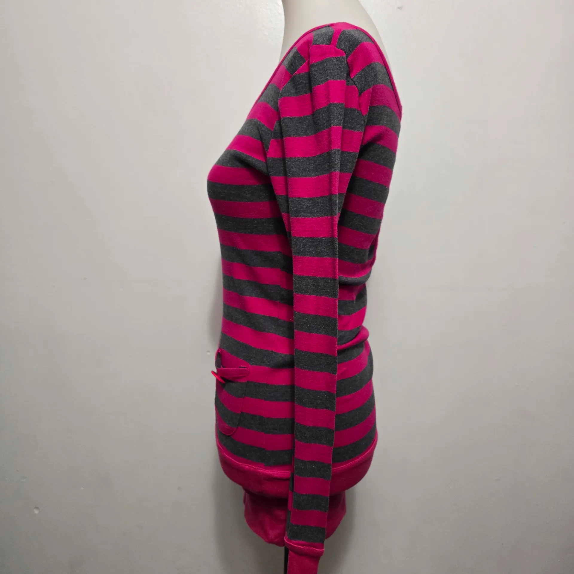 Like An Angel Y2K Pink Striped Long Sleeve Top Medium Coquette Mall Girl - Image 3