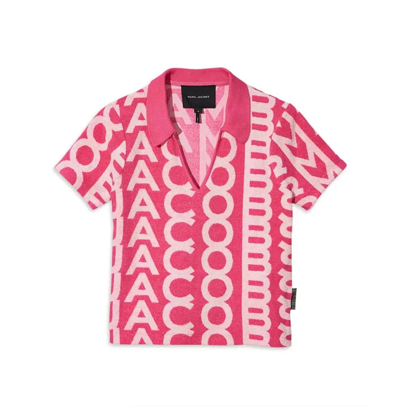 Marc Jacobs Monogram Terry Polo Shirt Pink Resort Cotton Blend Medium NWT - Image 2