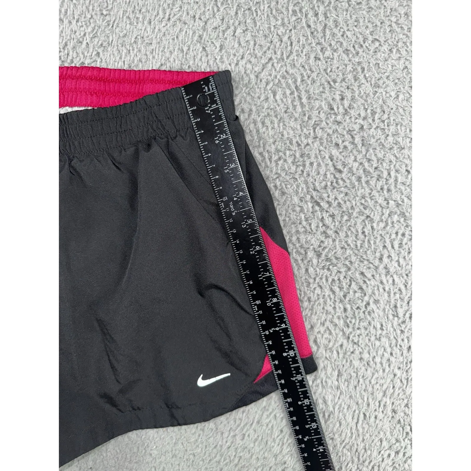 Nike  Running Shorts Women Large Two Tone Lined Swoosh‎ Logo Athletic Workout Y2K - Image 4